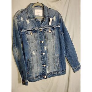 Maurices Kan Kan Oversize Distressed Denim Jacket Size Small NWT